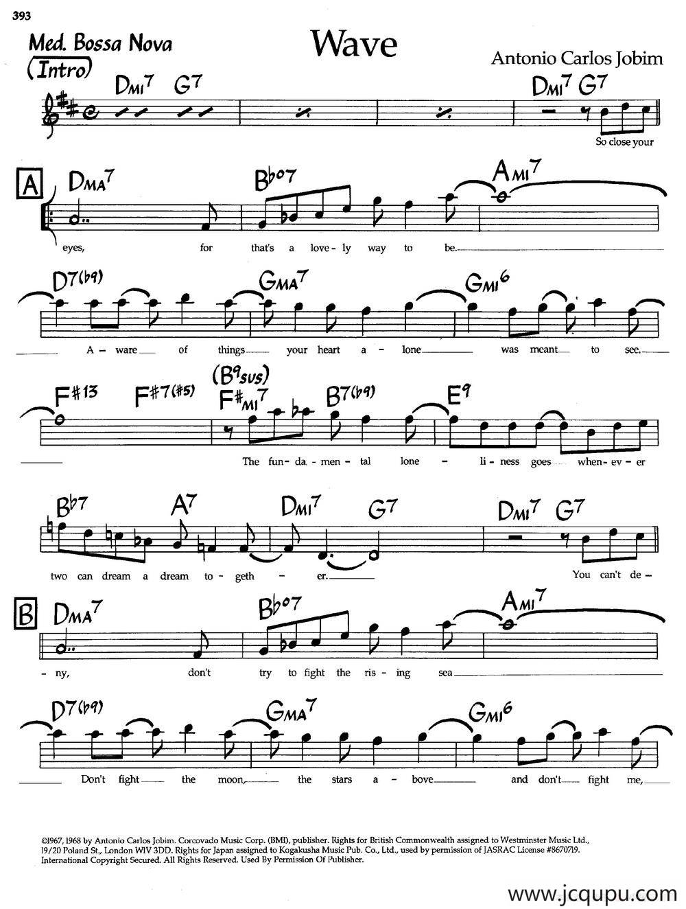 Wave（爵士钢琴曲）简谱