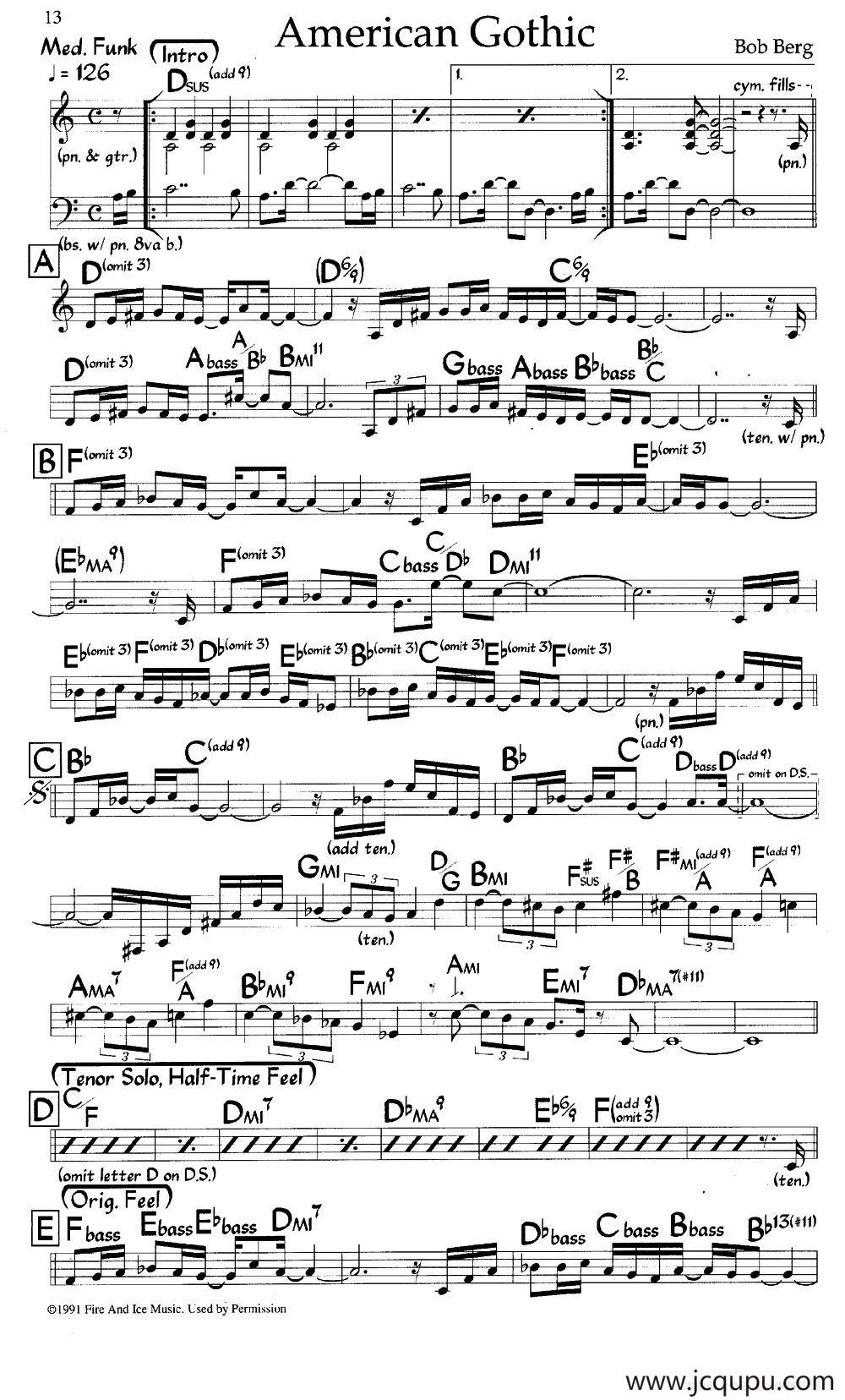 American Gothic（爵士钢琴曲）简谱