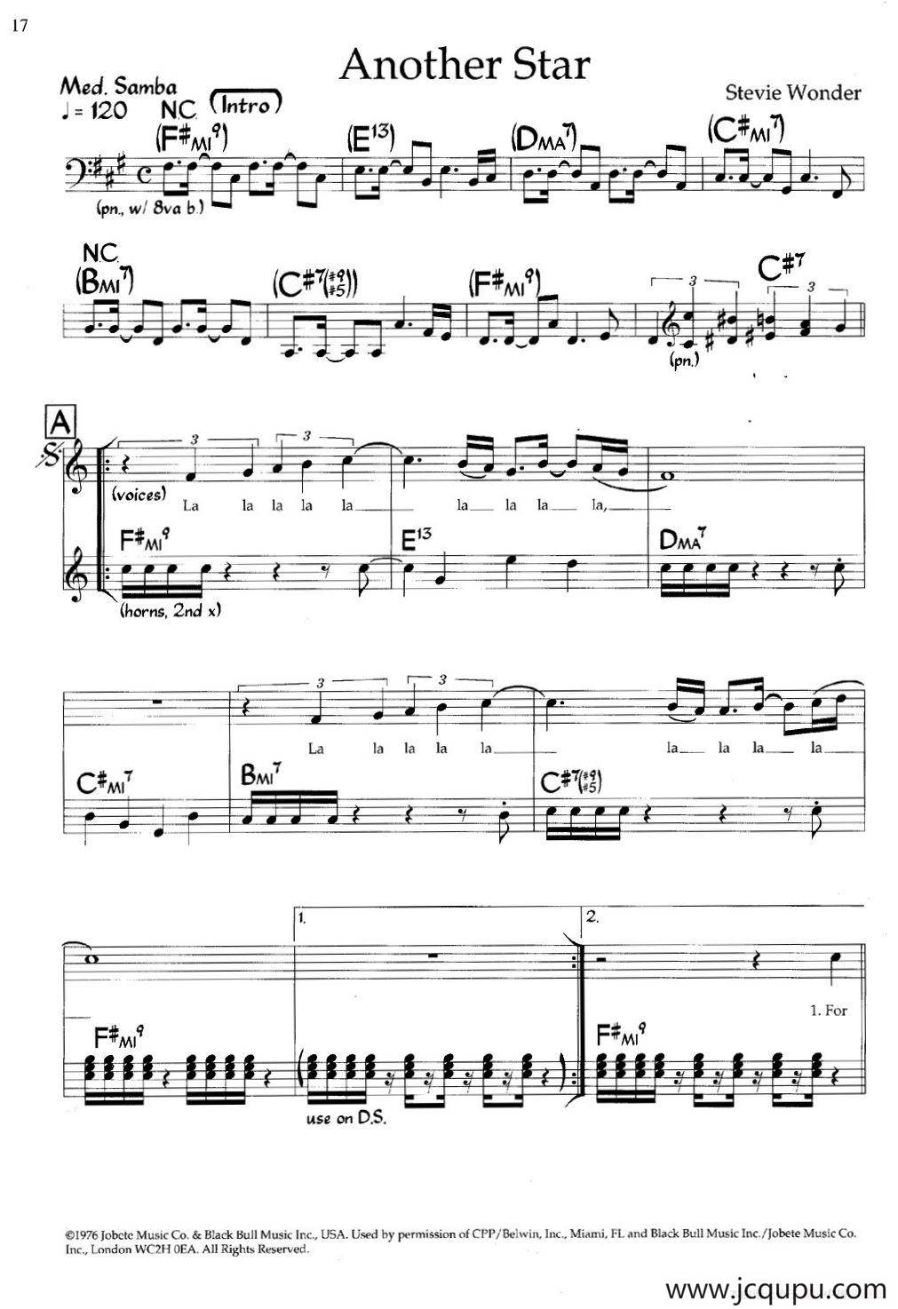 Another Star（爵士钢琴曲、带歌词）简谱