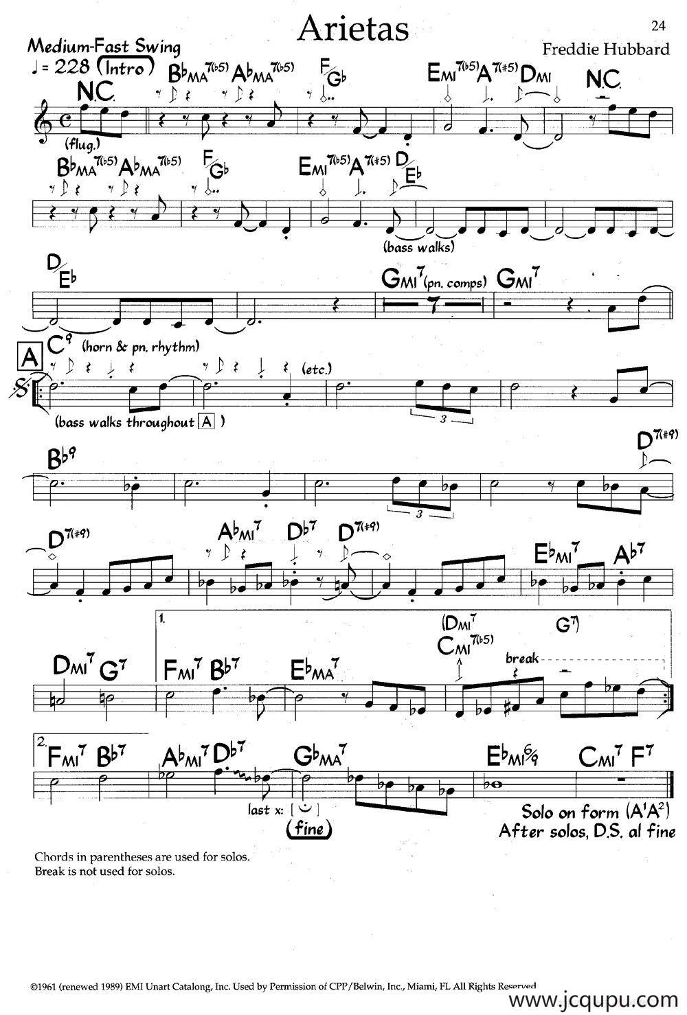 Arietas（爵士钢琴曲）简谱