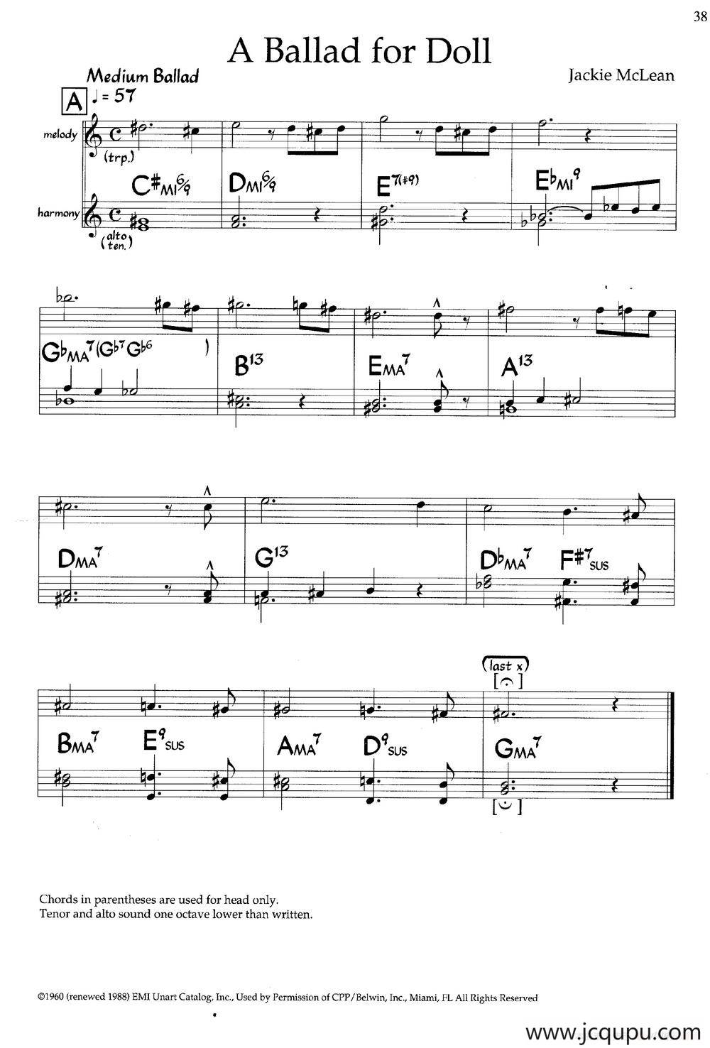 A ballad for Doll（爵士钢琴曲）简谱