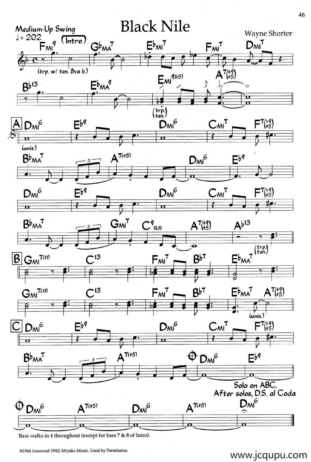 Black Nile（爵士钢琴曲）简谱