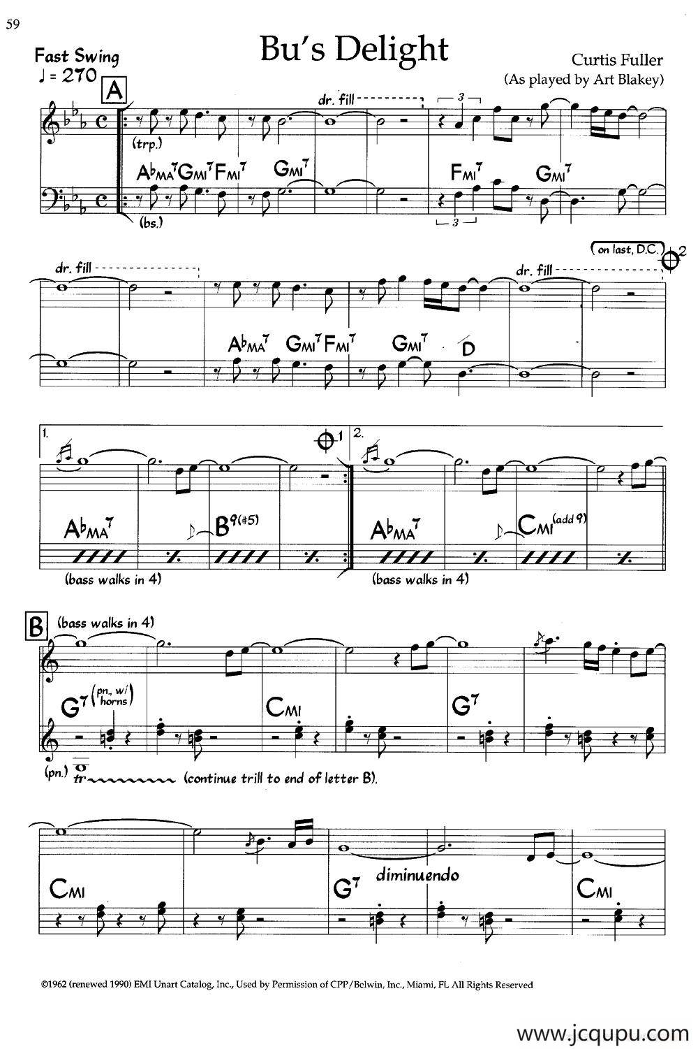 Bu's Delight（爵士钢琴曲）简谱