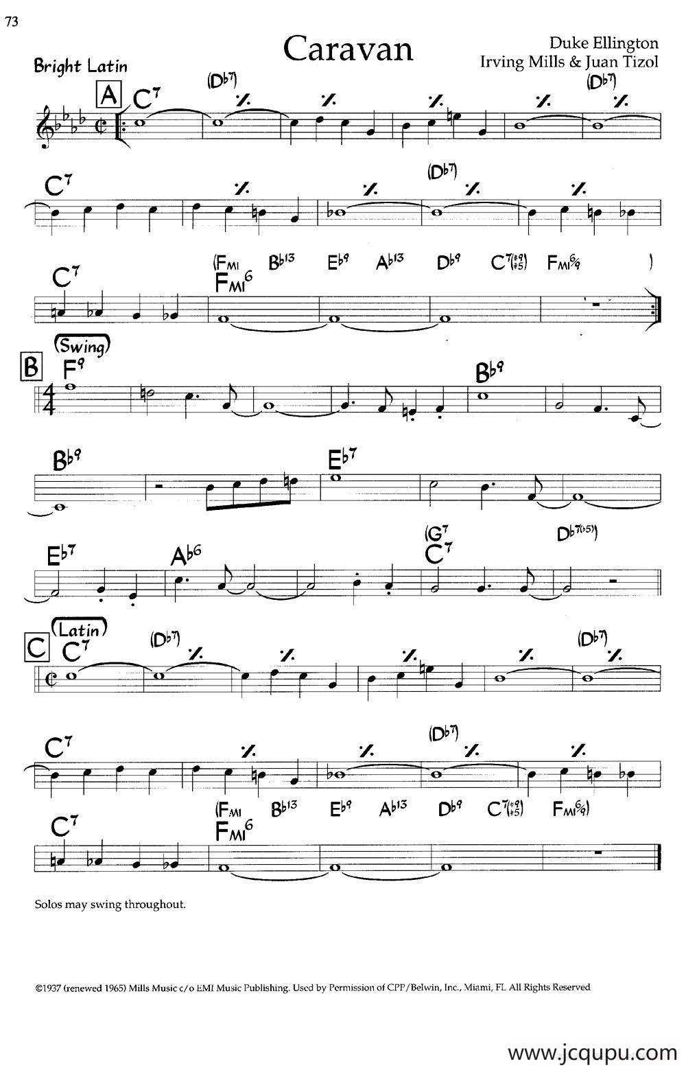 Caravan（爵士钢琴曲）简谱