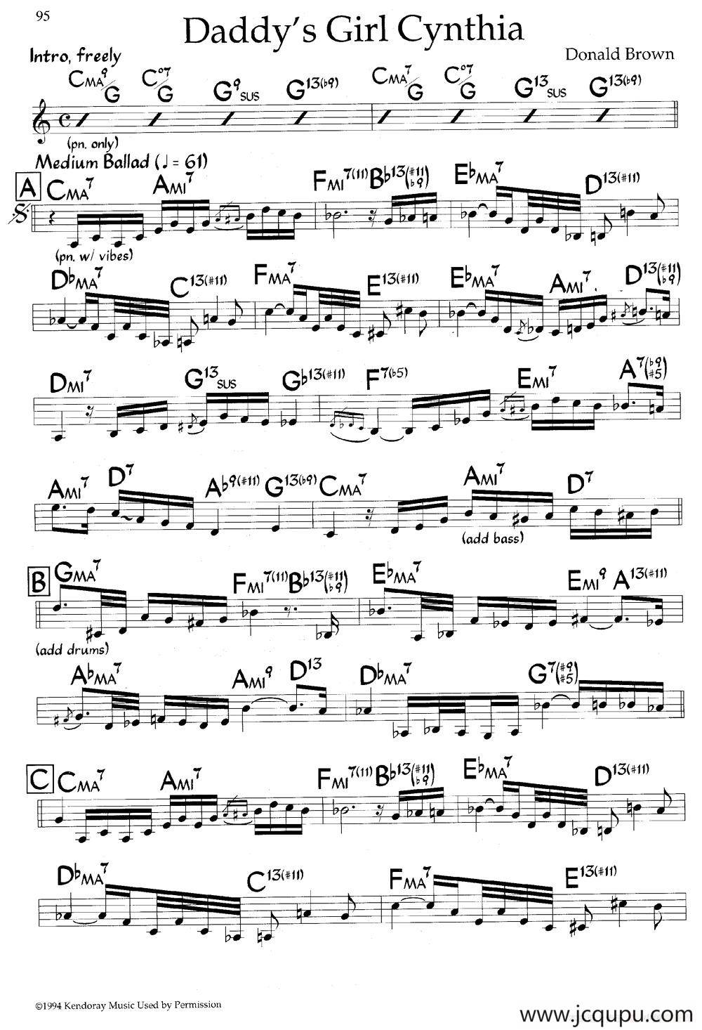 Daddy's Girl Cynthia（爵士钢琴曲）简谱