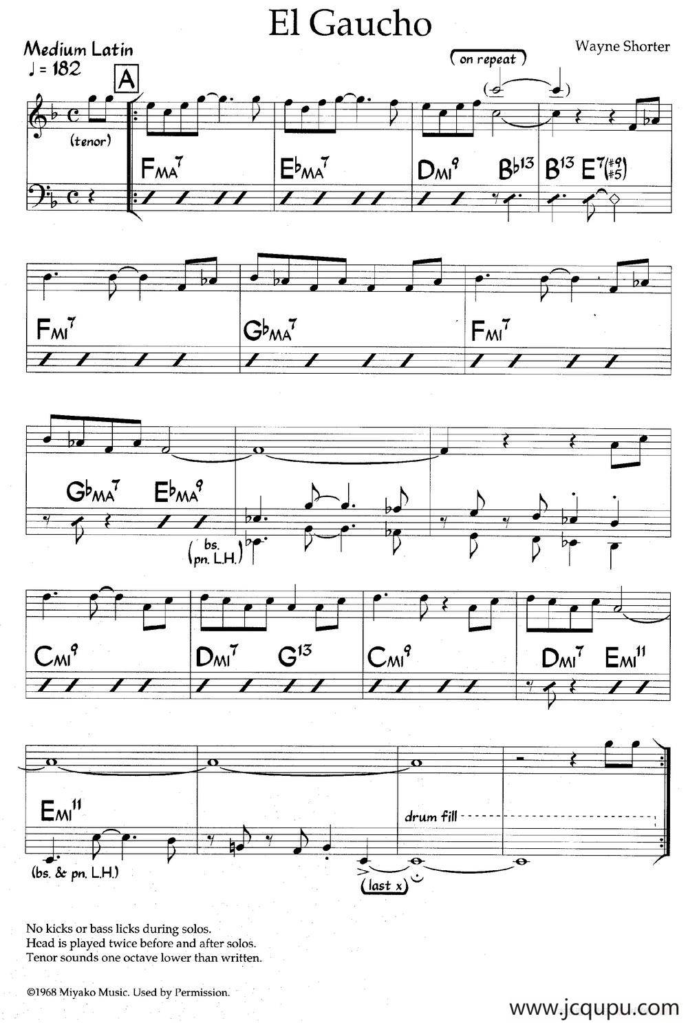 El Gaucho（爵士钢琴曲）简谱