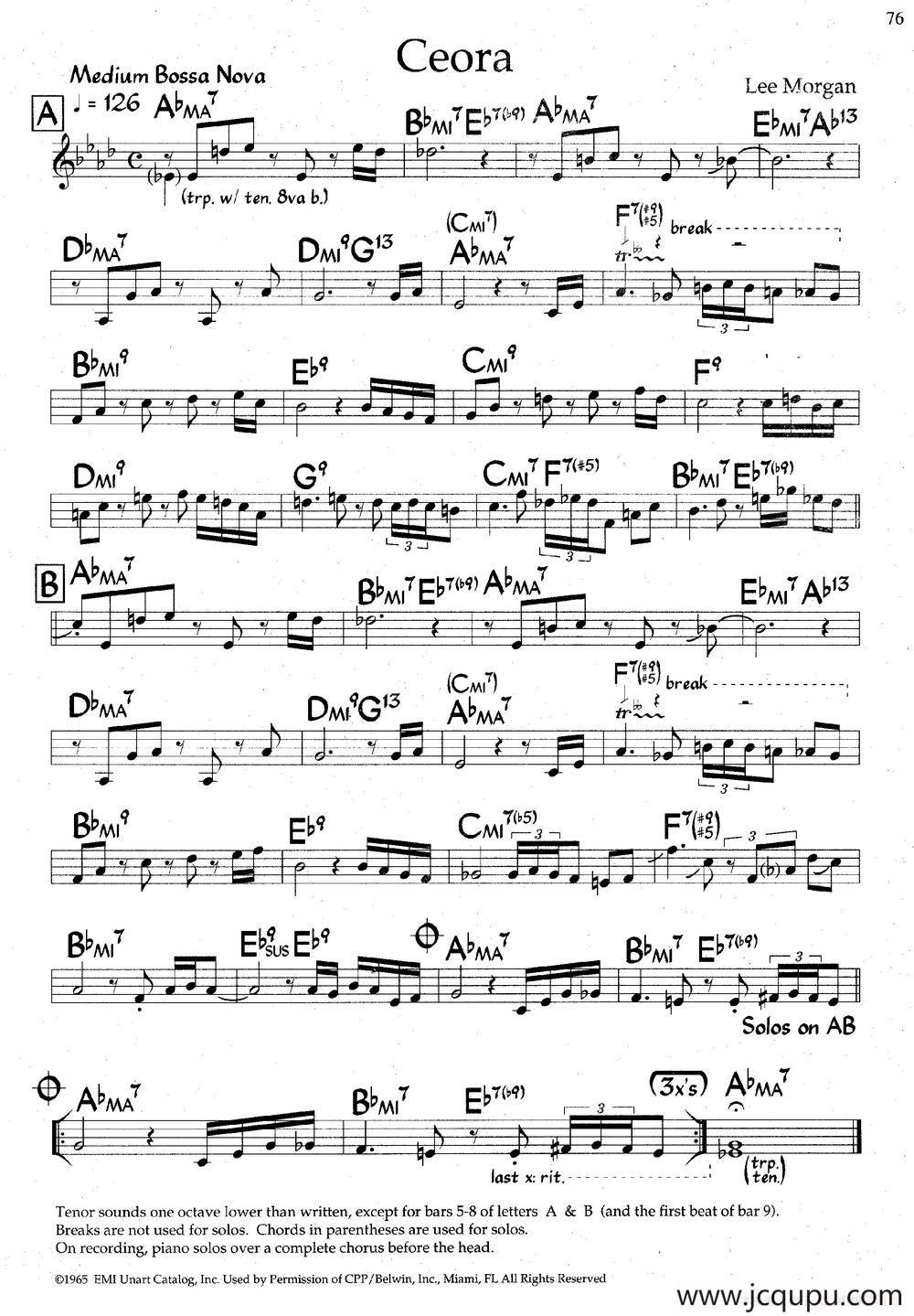 Ceora（爵士钢琴曲）简谱