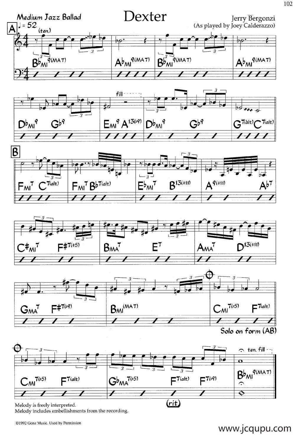 Dexter（爵士钢琴曲）简谱