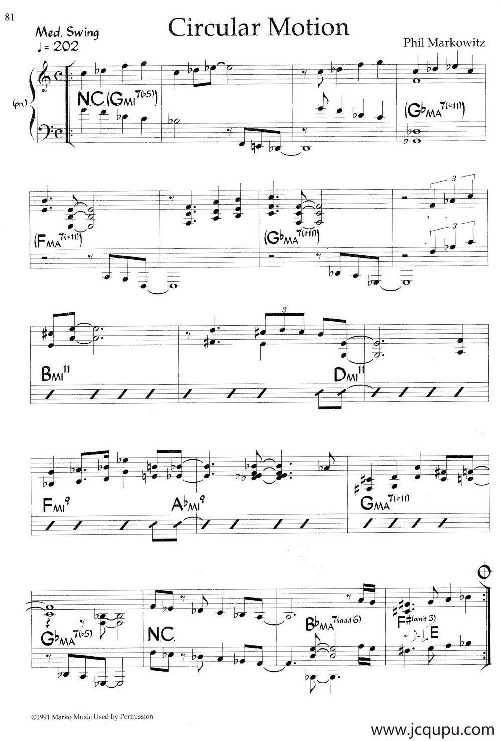 Circular Motion（爵士钢琴曲）简谱