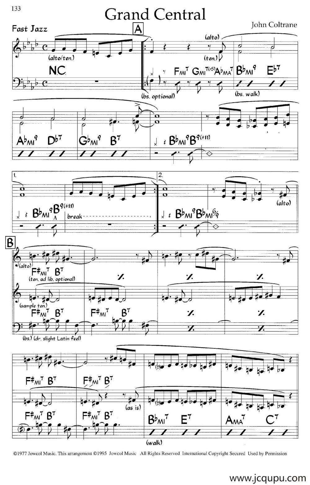 Grand Central（爵士钢琴曲）简谱