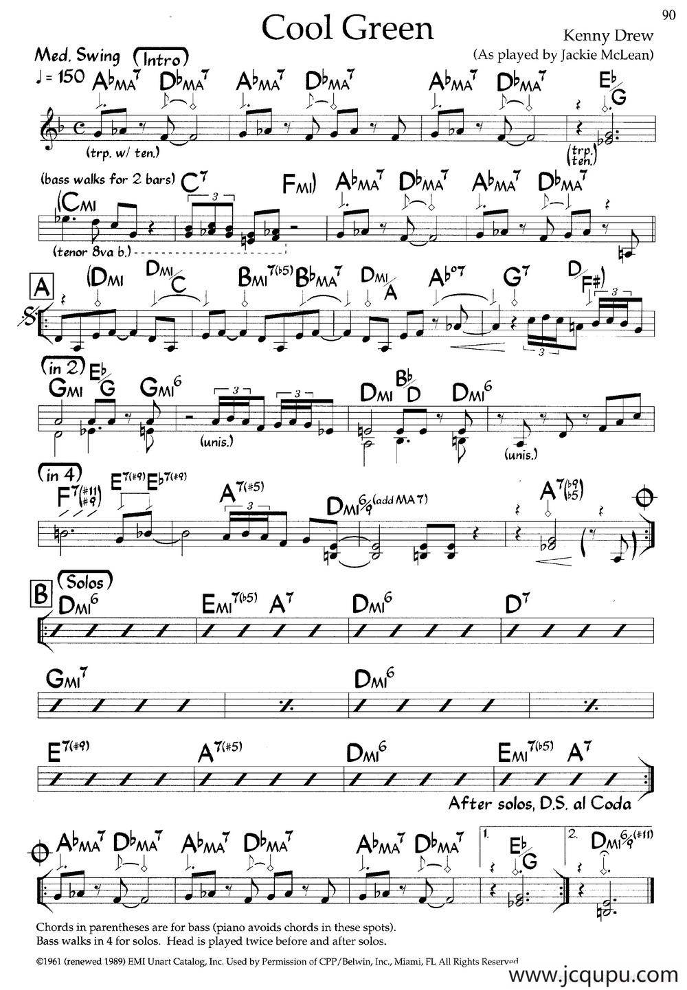 Cool Green（爵士钢琴曲）简谱