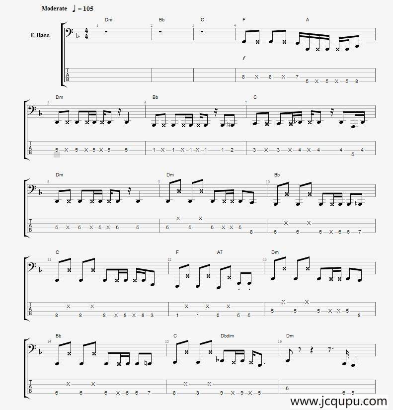 CNBLUE 《孤独啊》贝司谱简谱