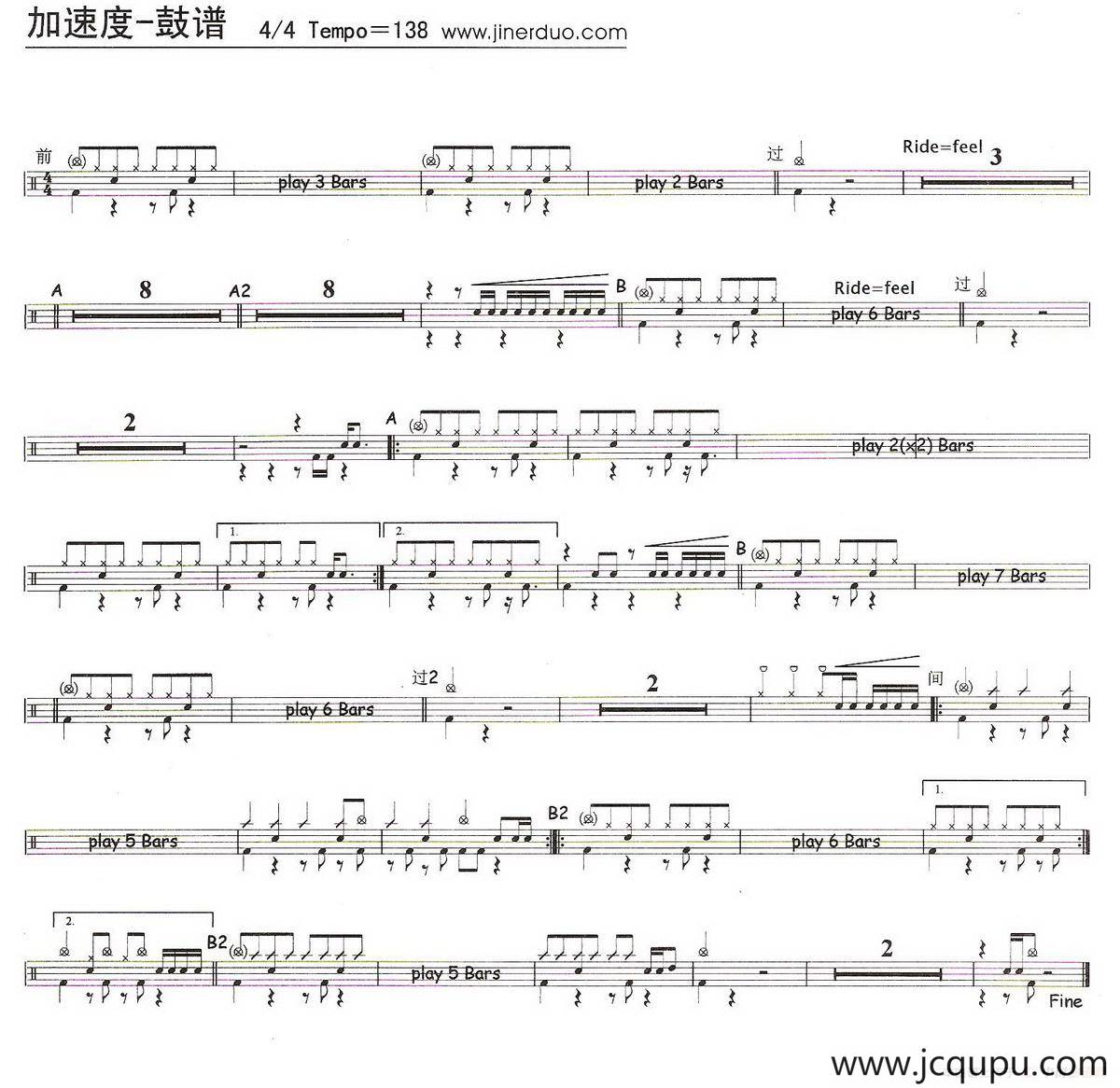 加速度（架子鼓谱）简谱