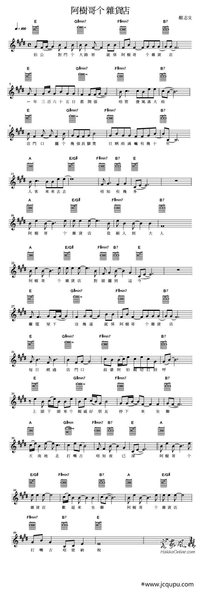 阿树哥个杂货店简谱