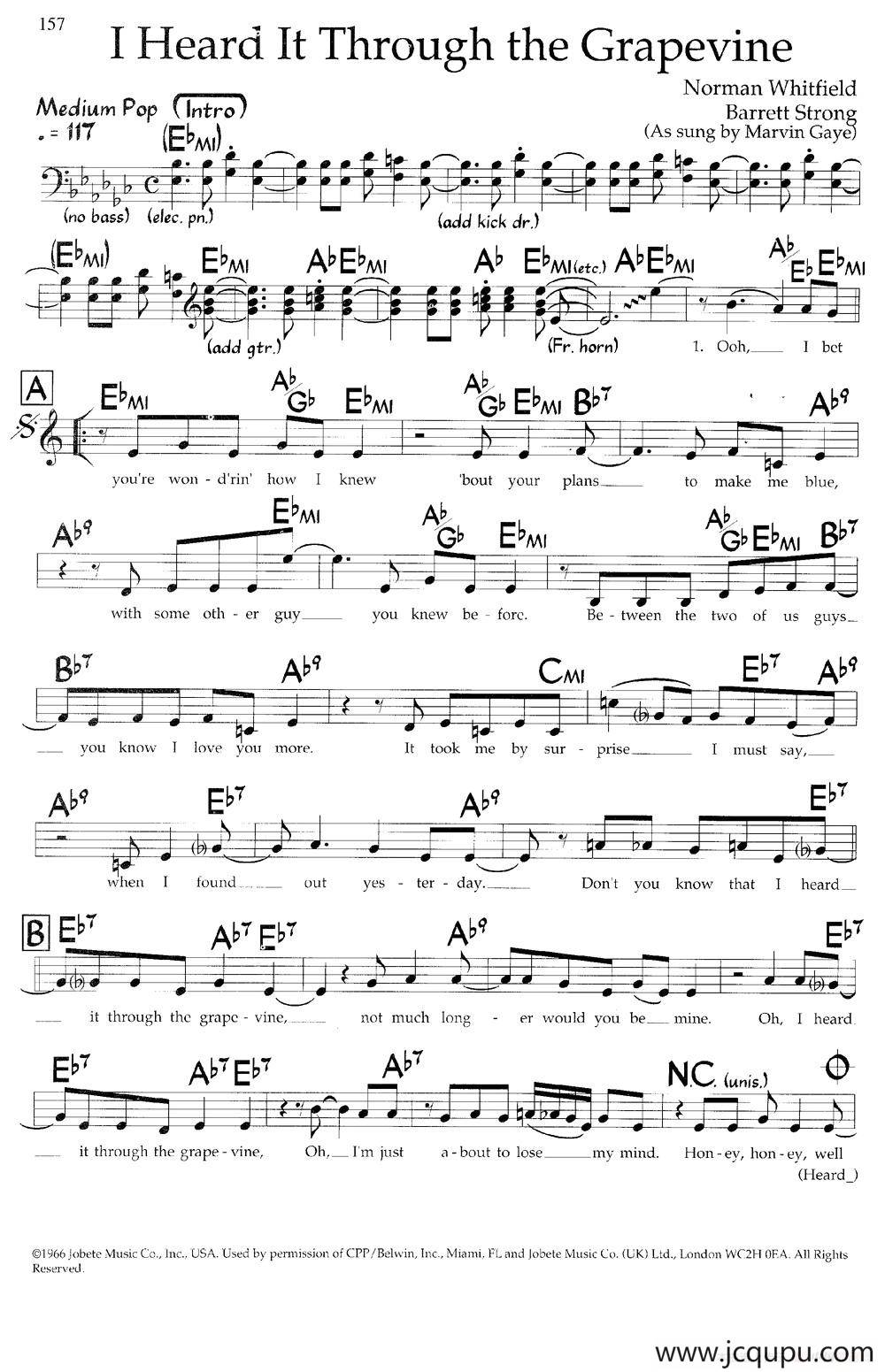 I Heard It Throngh the Grapevine简谱