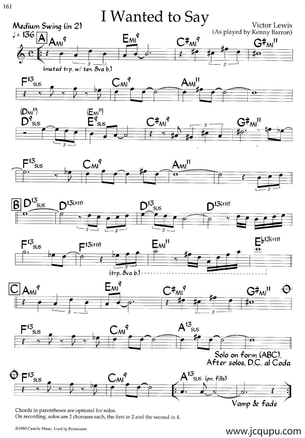 I Wanted to Say（爵士钢琴曲）简谱