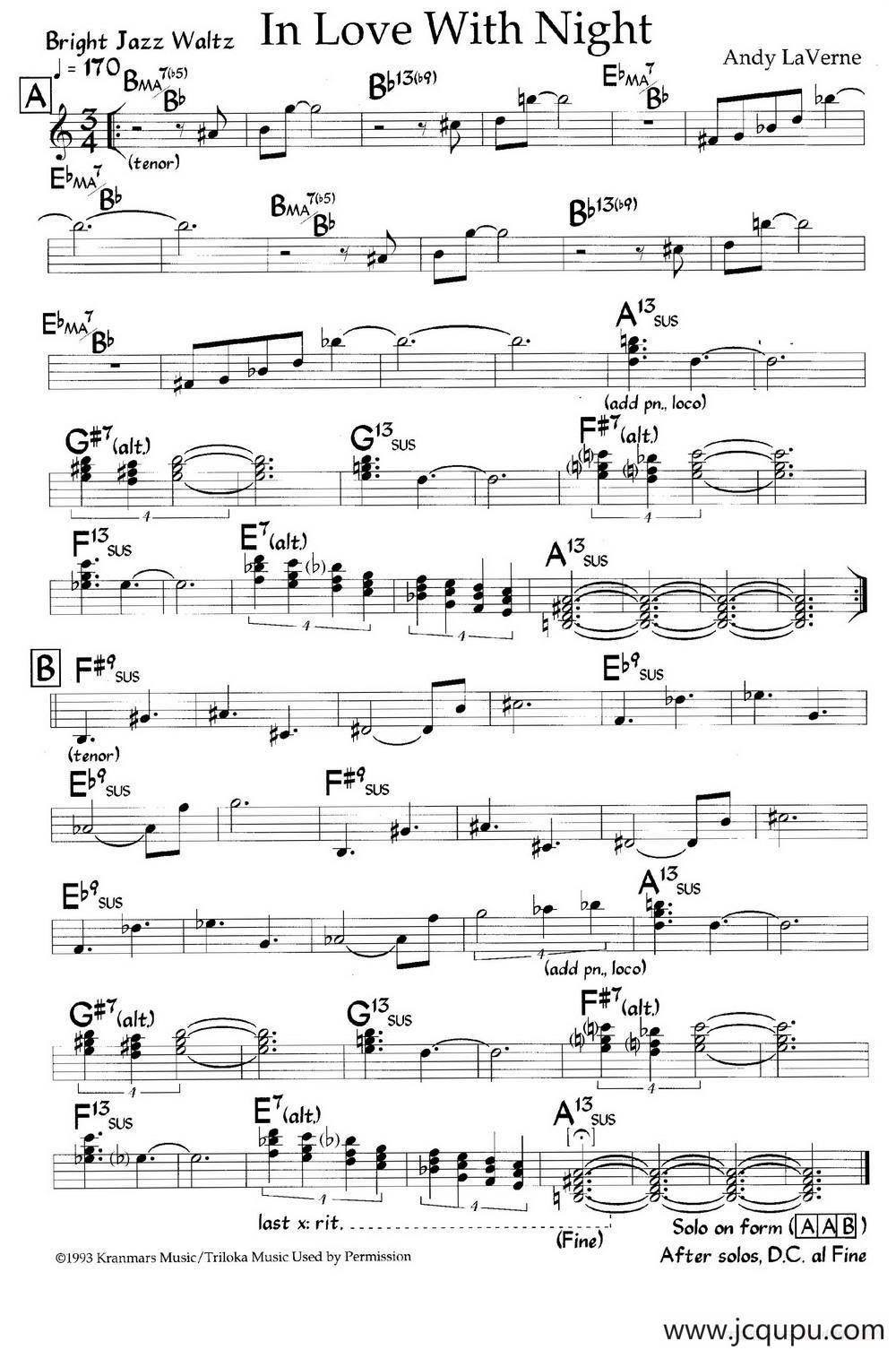 In Love With Night（爵士钢琴曲）简谱