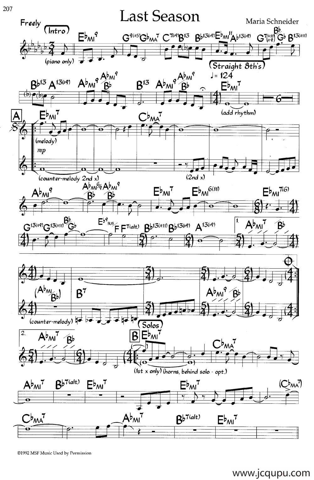 Last Season（爵士钢琴曲）简谱