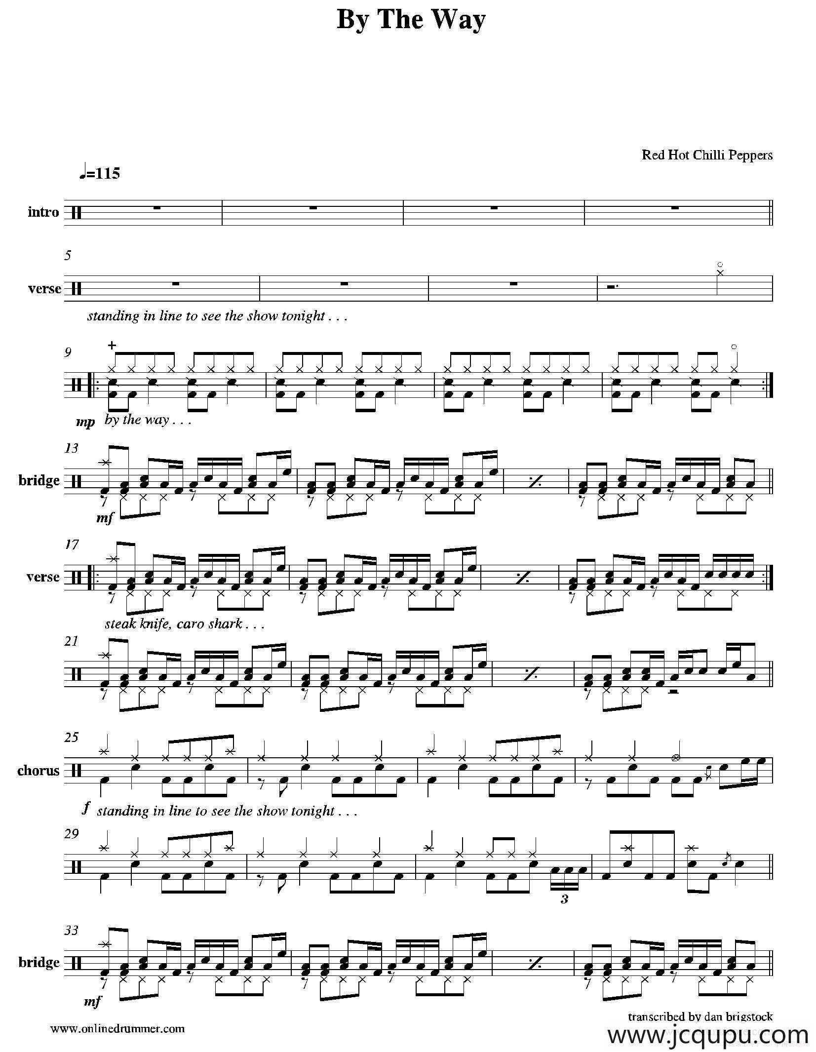 By The Way（鼓谱）简谱