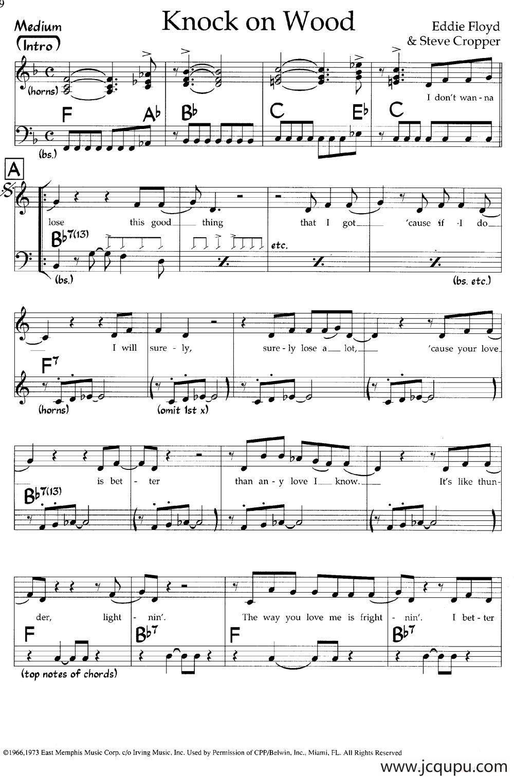 Knock on Wood（爵士钢琴曲）简谱