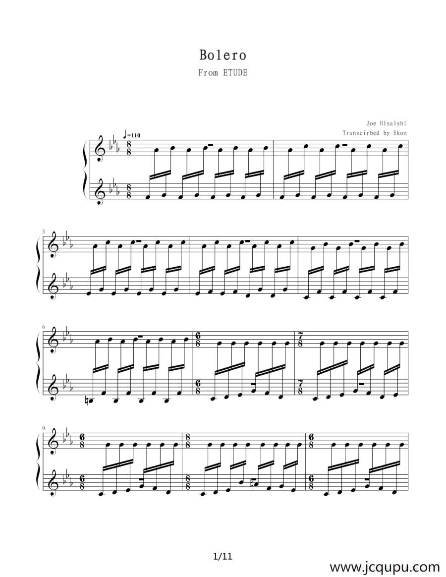 Bolero简谱