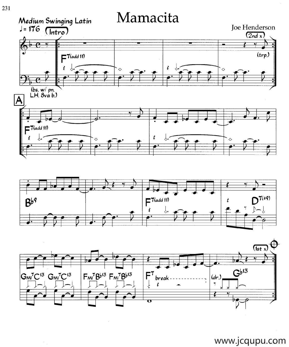 Mamacita（爵士钢琴曲）简谱