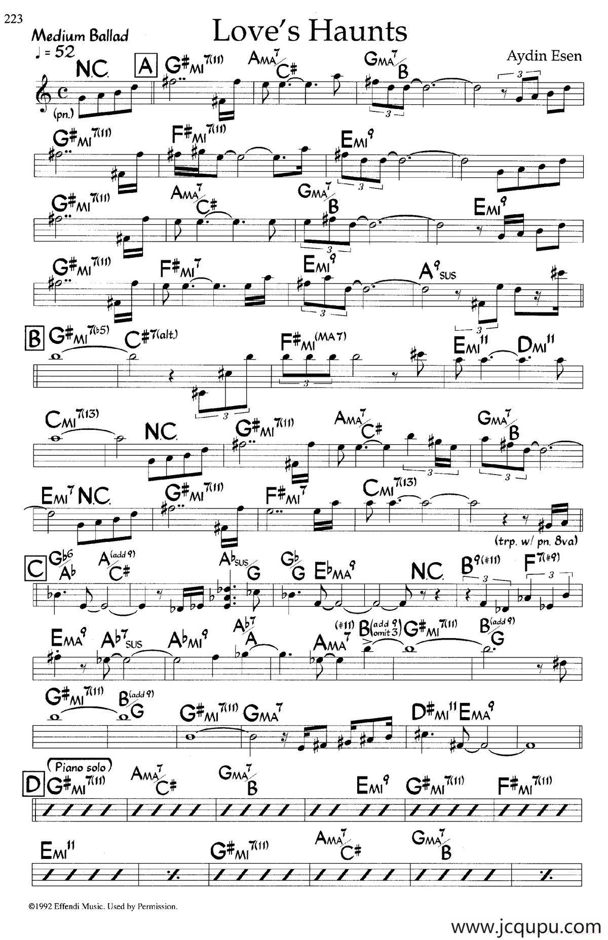 Love's Haunts（爵士钢琴曲）简谱