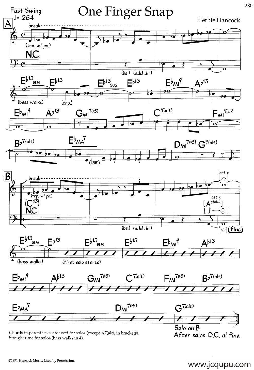 One Finger Snap（爵士钢琴曲）简谱