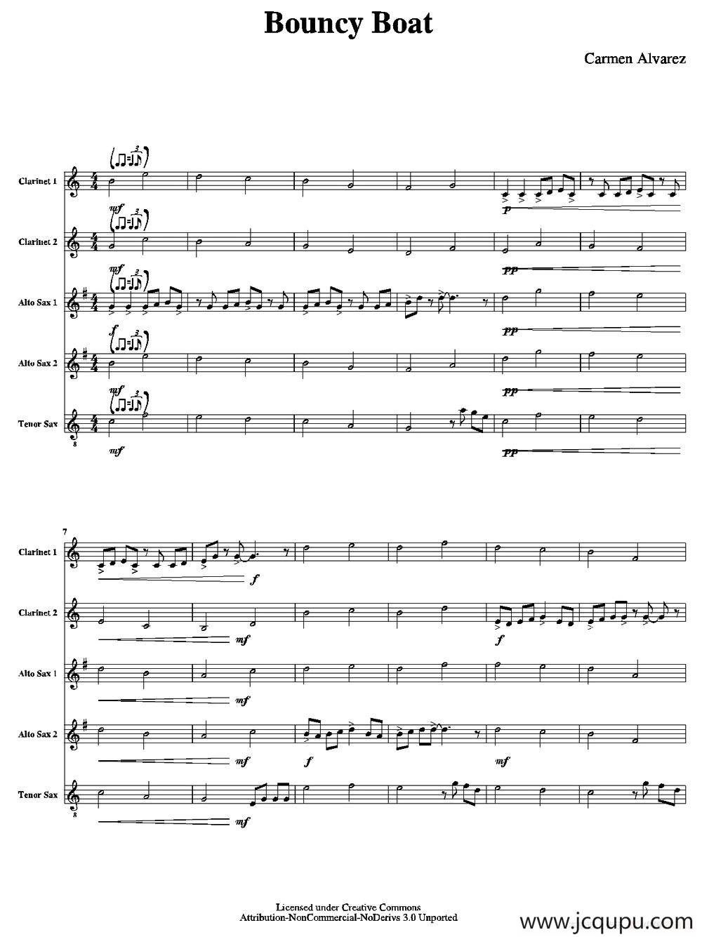 Bouncy Boat（颠簸的船）（五重奏总谱）简谱