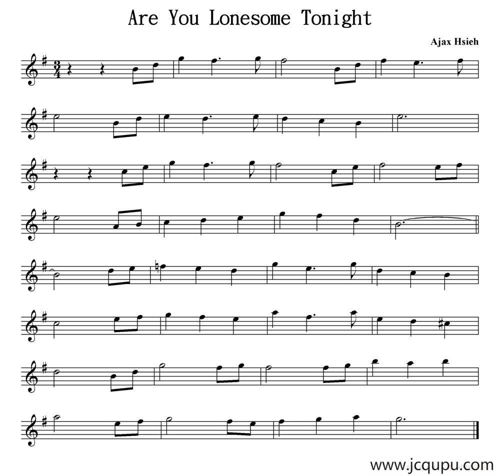 Are You Lonesome Tonight简谱