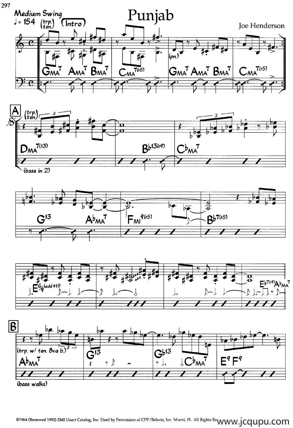 Punjab（爵士钢琴曲）简谱