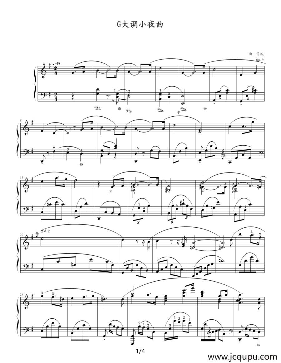 G大调小夜曲简谱