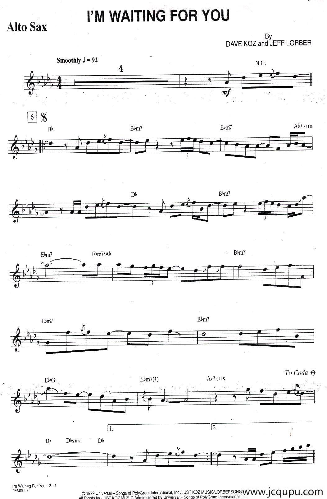 I'm Waiting For You简谱