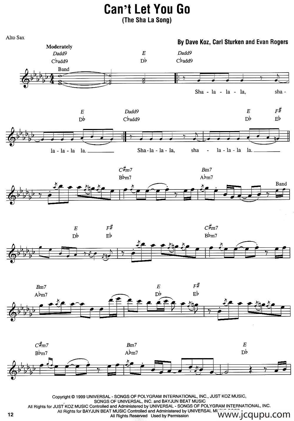 Can't Let You Go简谱