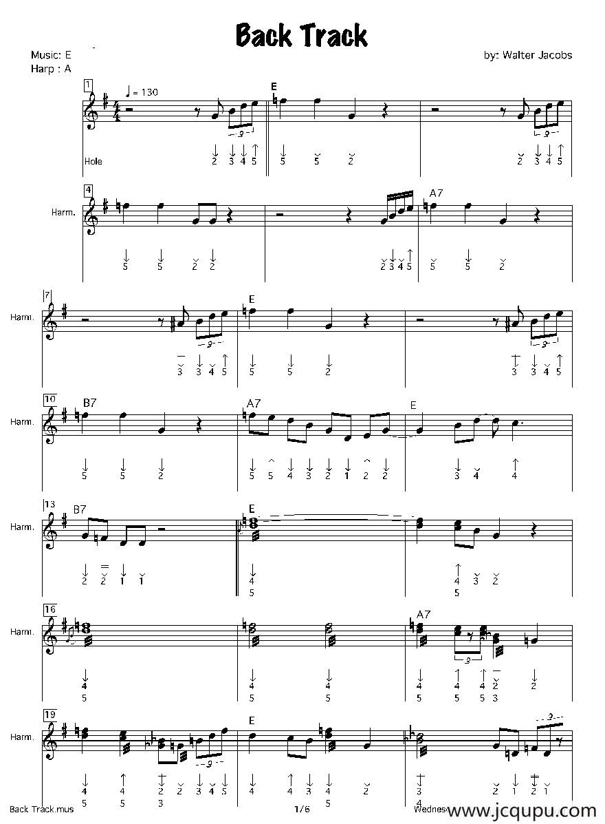 back track（布鲁斯）简谱