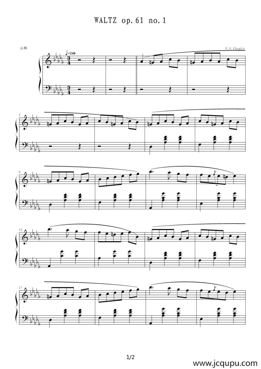 WALTZ op.61 no.1简谱