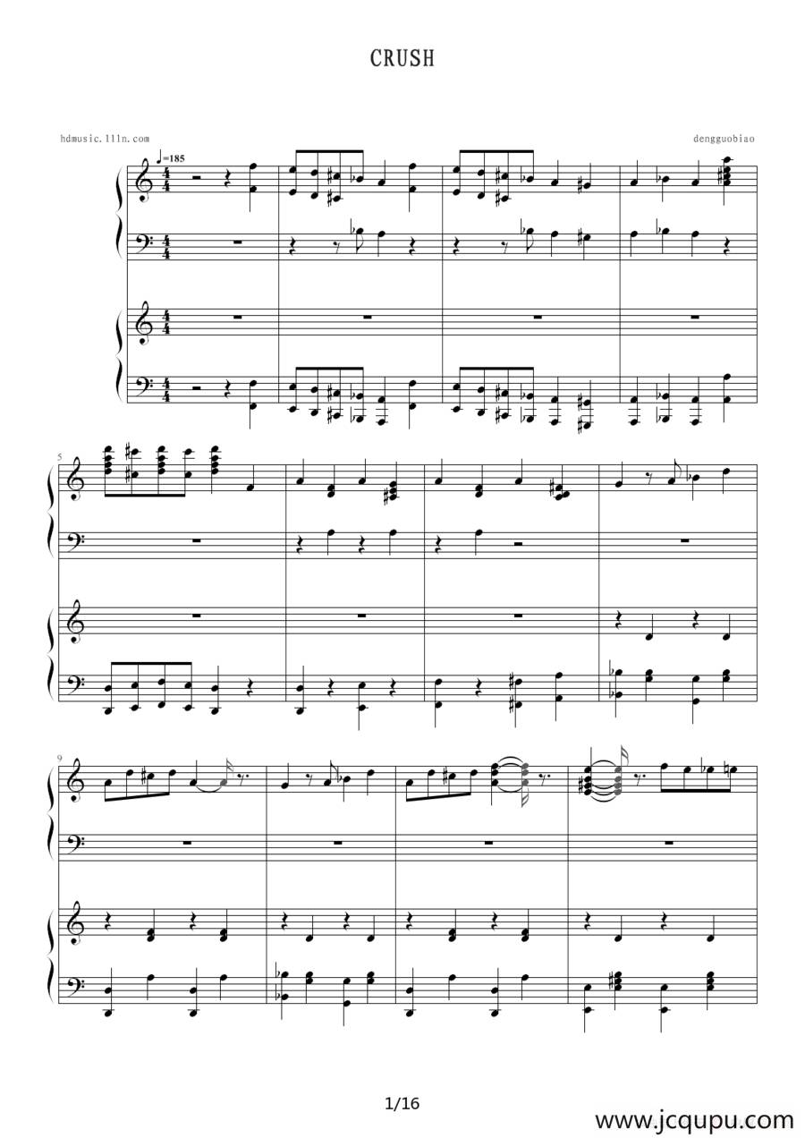 CRUSH（四手联弹）简谱