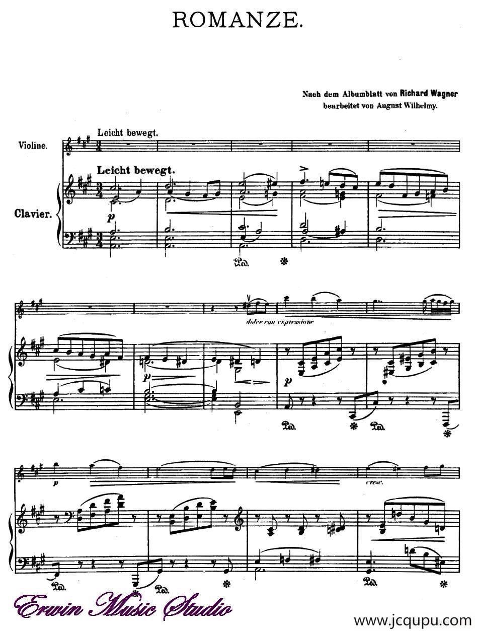 ROMANZE（浪漫曲）（选自《公主梅特涅的专辑》）（小提琴+钢琴伴奏）简谱