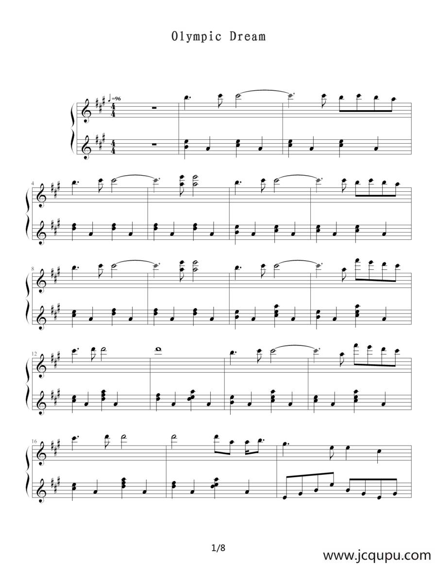 Olympic Dream（奥林匹克之梦）简谱