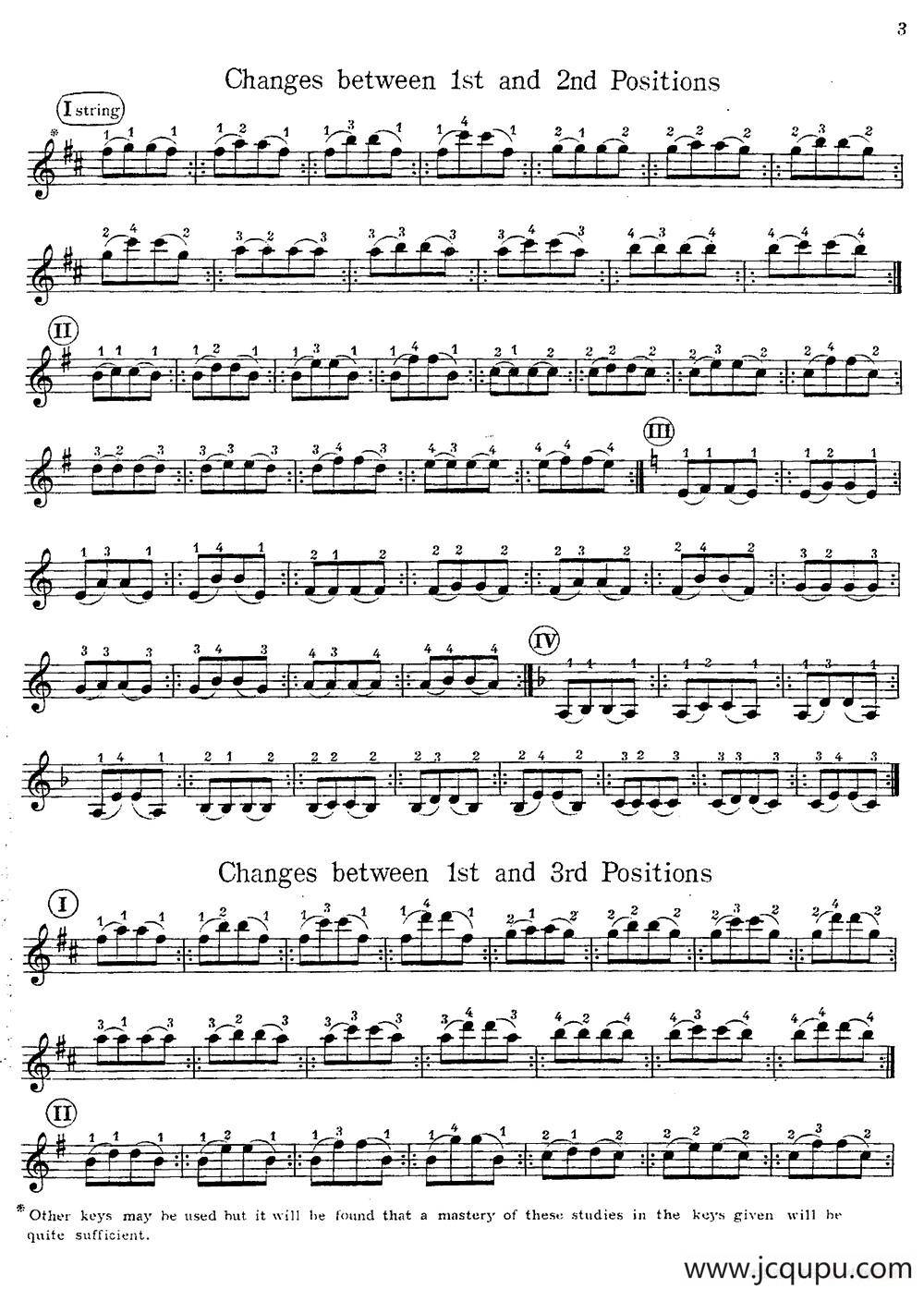 小提琴换把练习曲（第一部分）简谱