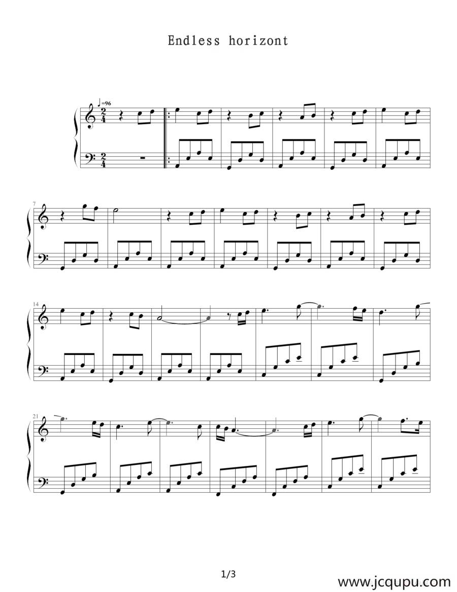 Endless horizon（无垠水平线）简谱