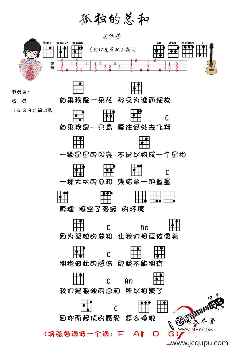 孤独的总和（电视剧《何以笙箫默》插曲）（尤克里里谱）简谱