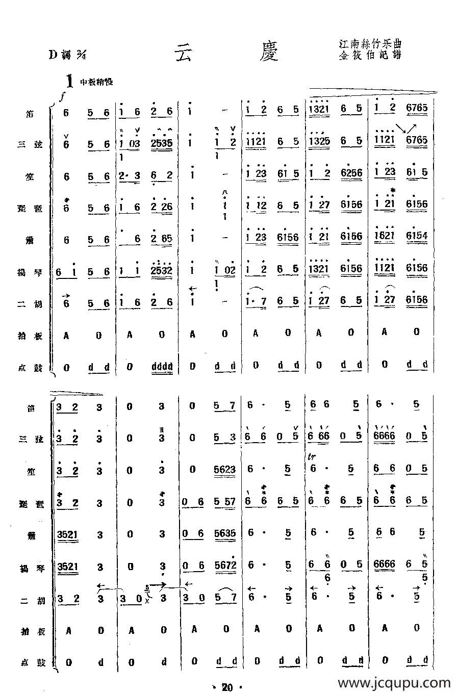 云庆（民乐合奏总谱）简谱