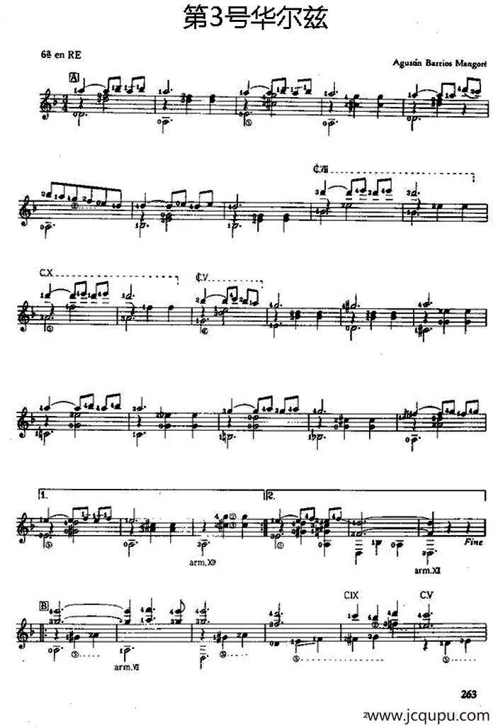 第3号华尔兹（古典吉他）简谱