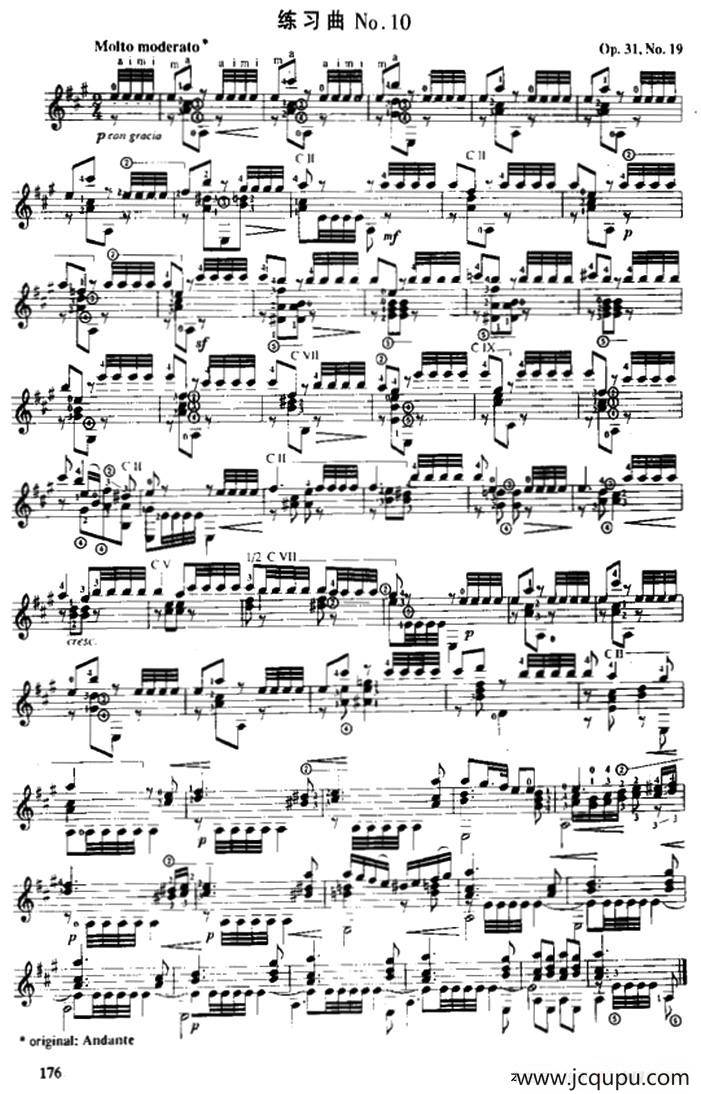 费尔南多·索尔 古典吉他练习曲 No.10（Op.31 No.19）简谱