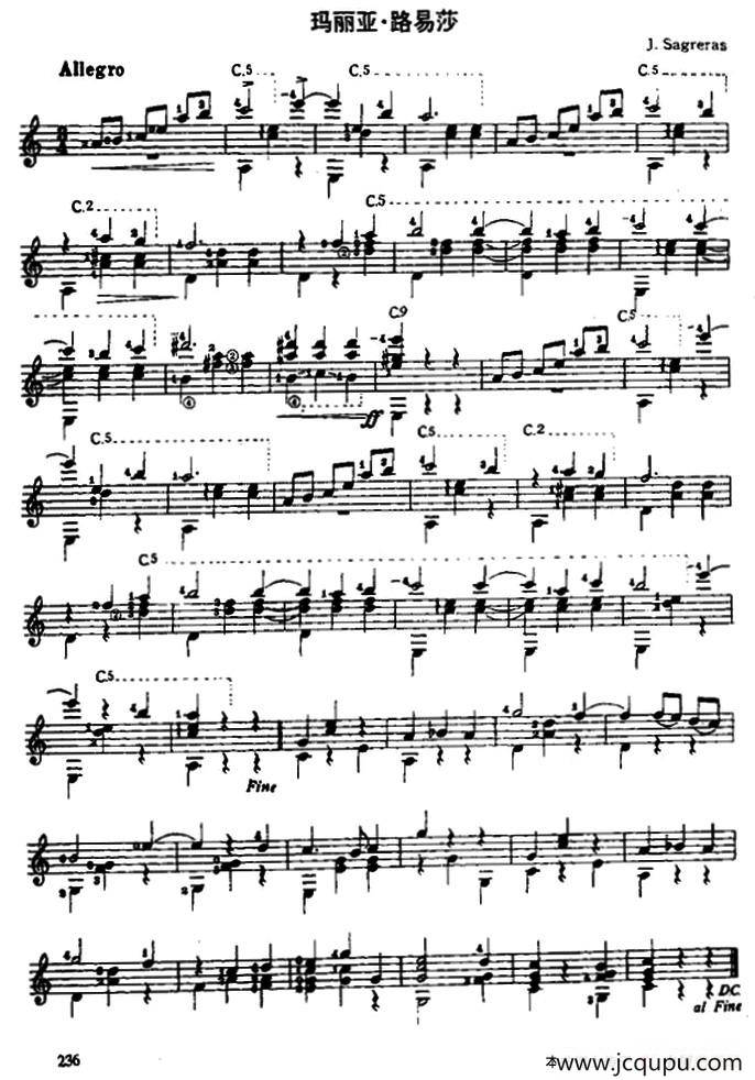 玛丽亚·路易莎（古典吉他）简谱