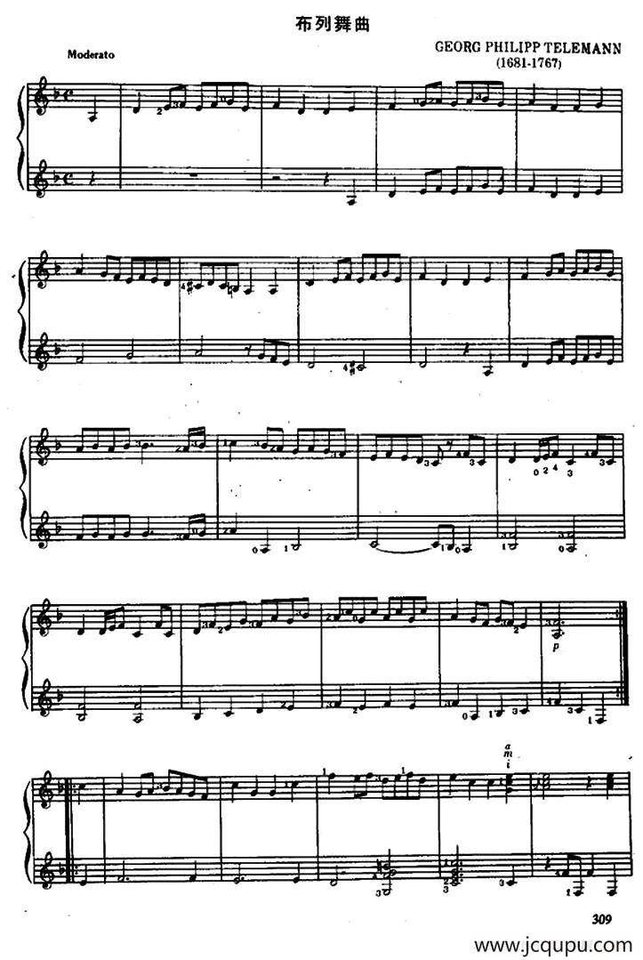 布列舞曲（古典吉他重奏）简谱