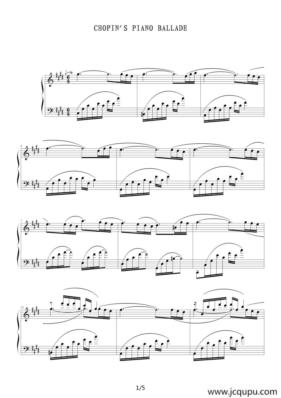 肖邦的钢琴叙事曲简谱