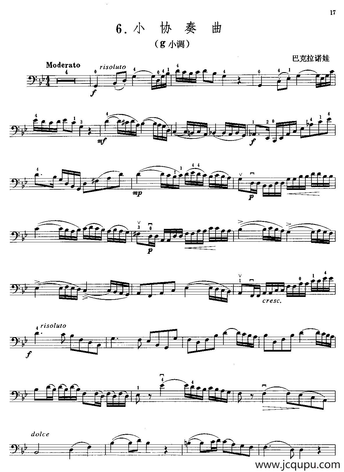 g小调小协奏曲（大提琴）简谱