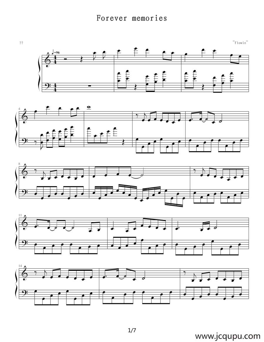Forever memories简谱